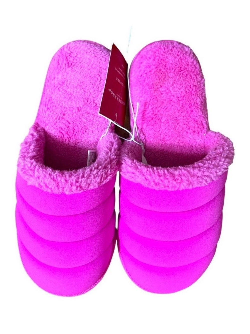 Womans Pink Plush Slippers XS 6-7